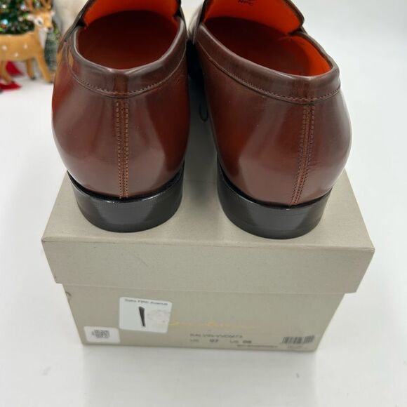 Men’s Santoni leather penny loafers size 8 US made in Italy cobbler soles - Picture 9 of 10